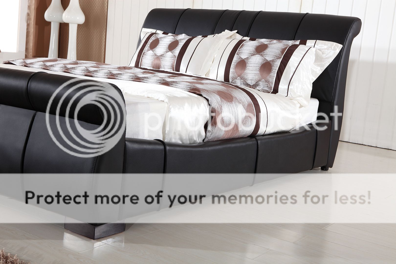 Beds Hazlo Designer Faux Leather Sleigh Bed Base (Double, Queen and